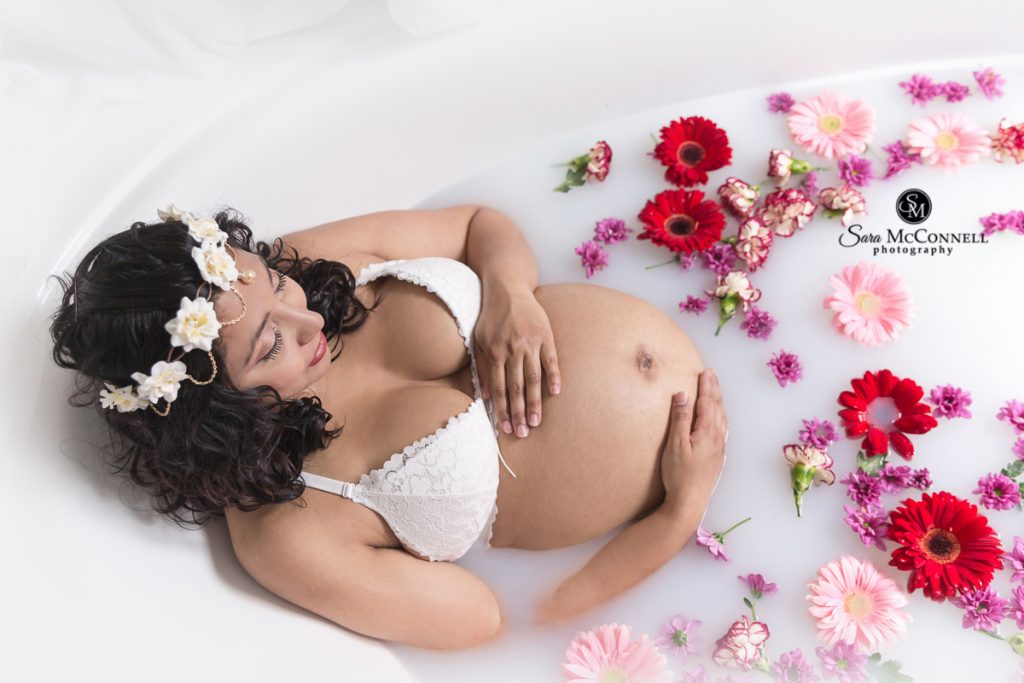 maternity milk bath photos by Sara McConnell Photography