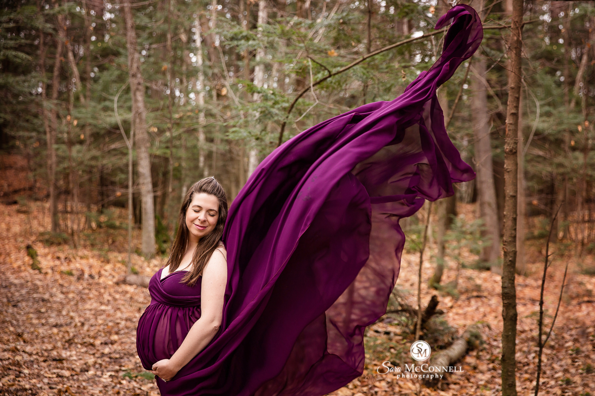 woman wearing purple gown