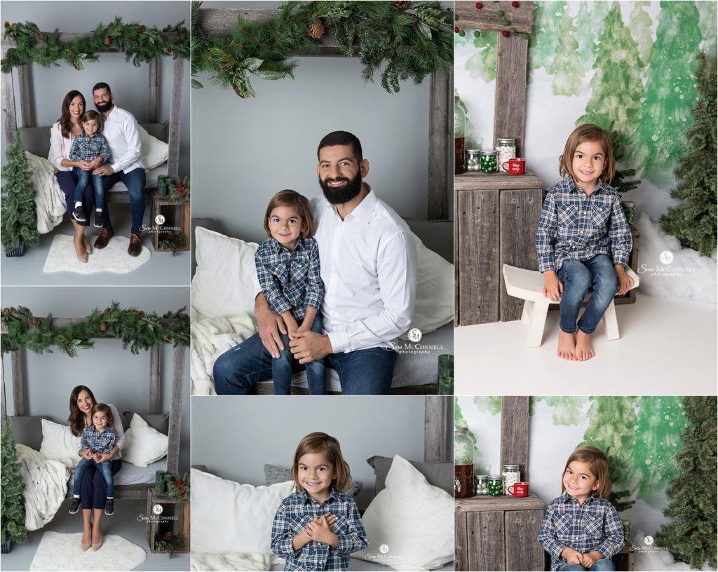 family sitting together for christmas photos