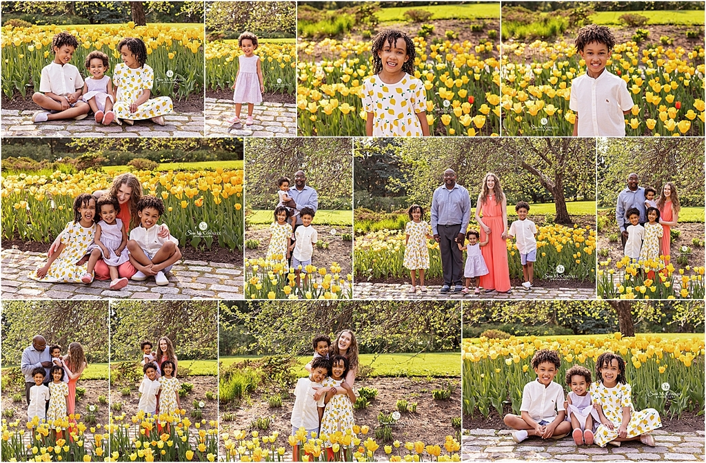 Photo collage of a family in a blog post about Ottawa Family Photos with Tulips. Ottawa professional photographer.
